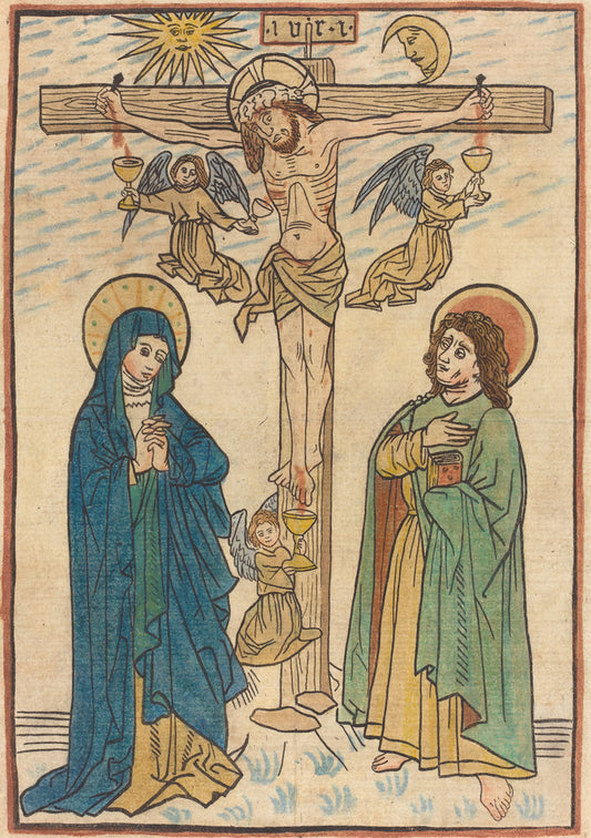 19th century by German 19th Century after German 15th Century (Christ on the Cross with Angels), 16X12"(A3)Poster Print