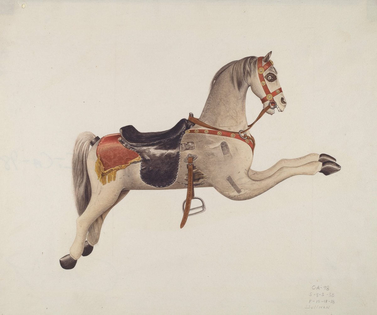 Carousel Horse by John Sullivan (American, active c. 1935), 16X12"(A3)Poster Print