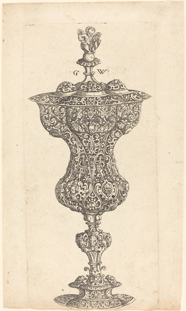 Goblet with Putto on lid by Georg Wechter I (German, c. 1526 - 1586), 16X12"(A3)Poster Print