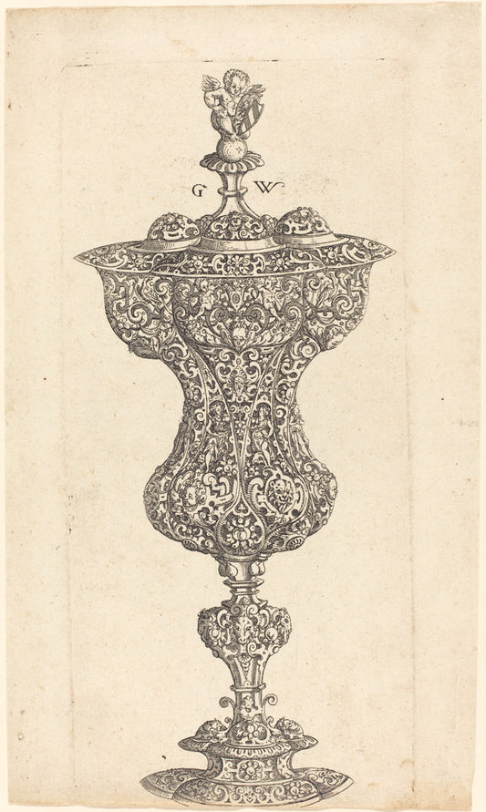 Goblet with Putto on lid by Georg Wechter I (German, c. 1526 - 1586), 16X12"(A3)Poster Print