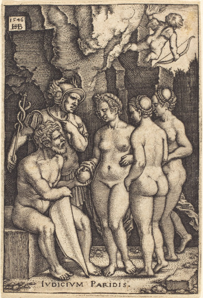 The Judgment of Paris by Sebald Beham (German, 1500 - 1550), 16X12"(A3)Poster Print