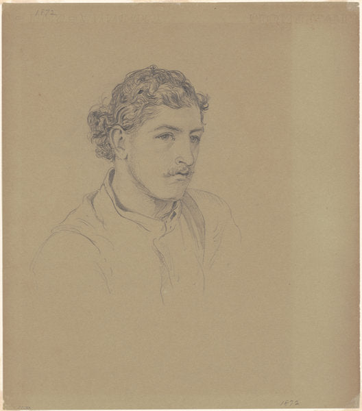 Man with Curly Hair by John Singer Sargent (American, 1856 - 1925), 16X12"(A3)Poster Print