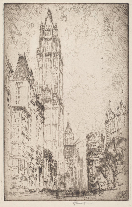The Woolworth Building by Joseph Pennell (American, 1857 - 1926), 16X12"(A3)Poster Print
