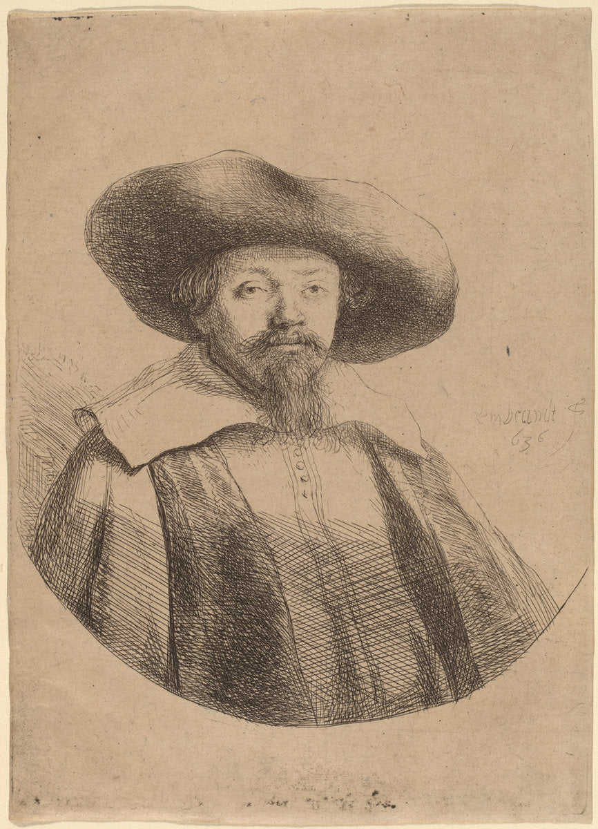 Samuel Menasseh ben Israel by Rembrandt van Rijn (Dutch, 1606 - 1669), 16X12"(A3)Poster Print