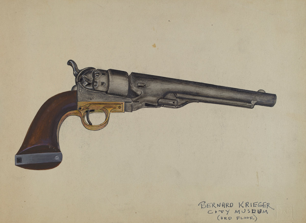 Colt Revolver by Bernard Krieger (American, active c. 1935), 16X12"(A3)Poster Print