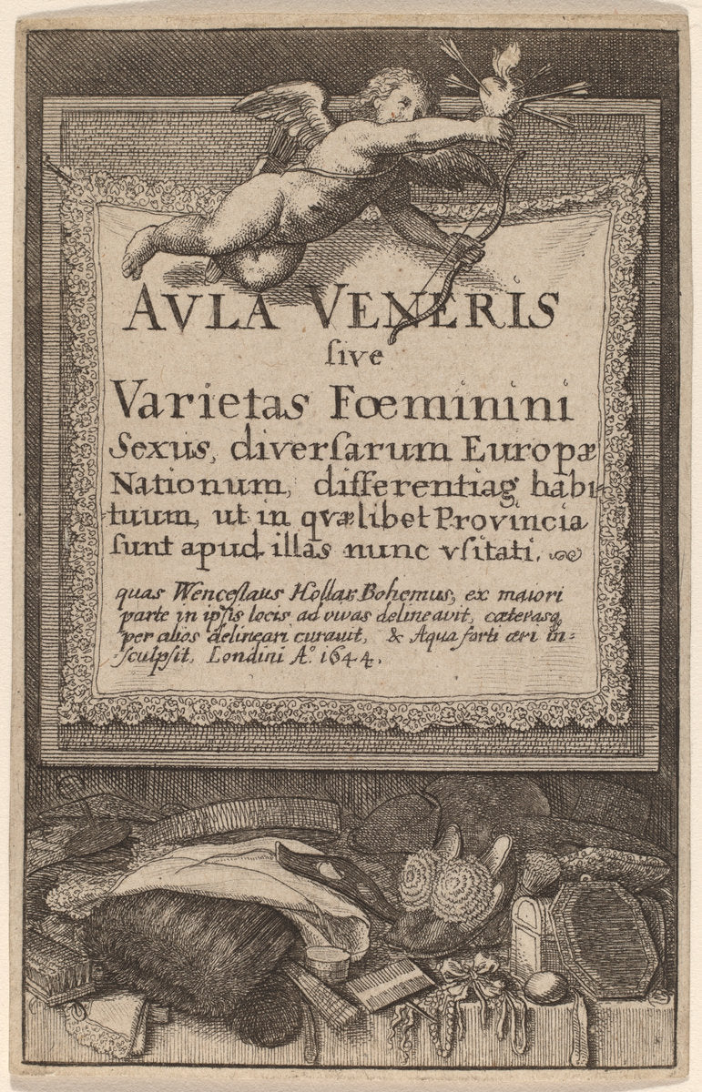 Aula Veneris: Title Page by Wenceslaus Hollar (Bohemian, 1607 - 1677), 16X12"(A3)Poster Print