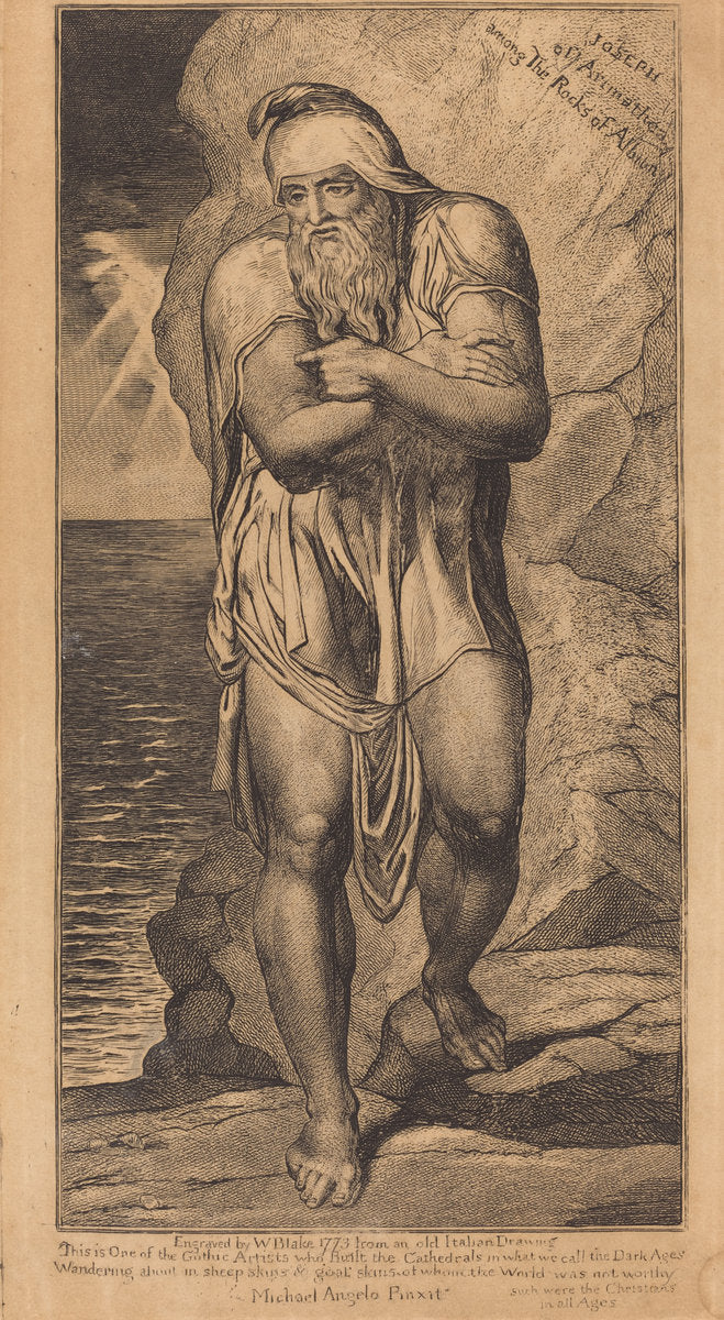 Joseph of Arimathea Among the Rocks of Albion by William Blake (British, 1757 - 1827), 16X12