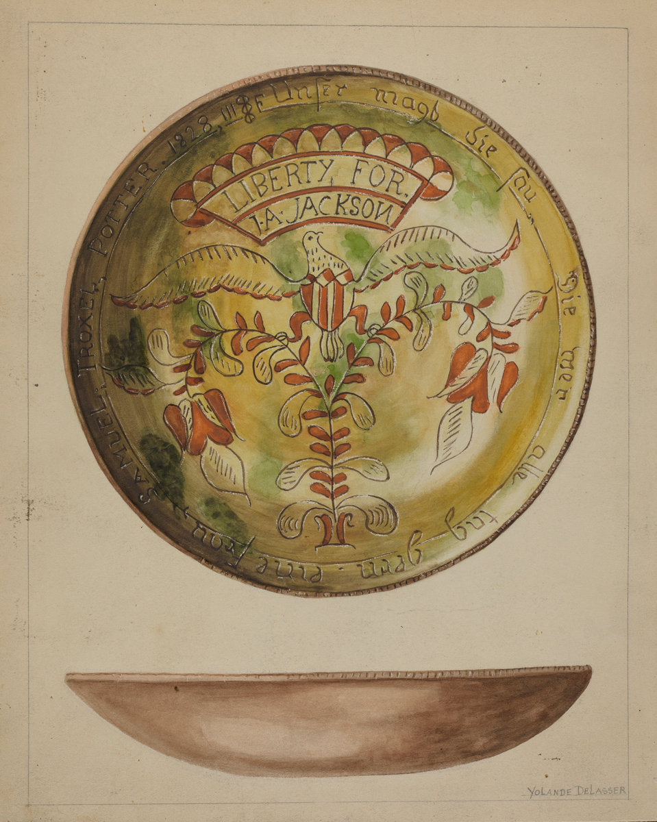 Pa. German Plate by Yolande Delasser (American, active c. 1935), 16X12"(A3)Poster Print