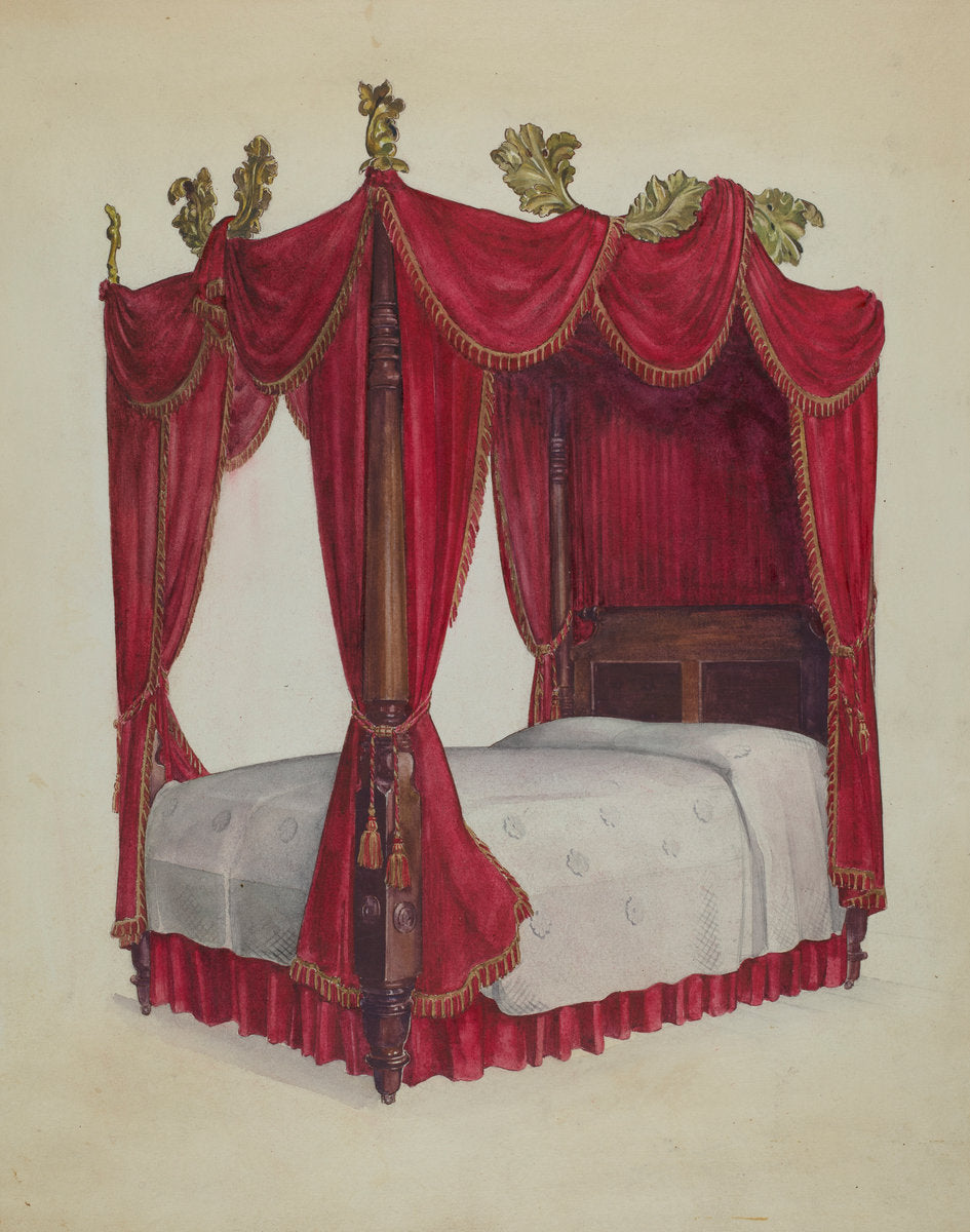 High Post Bed by Florence Choate (American, active c. 1935), 16X12"(A3)Poster Print