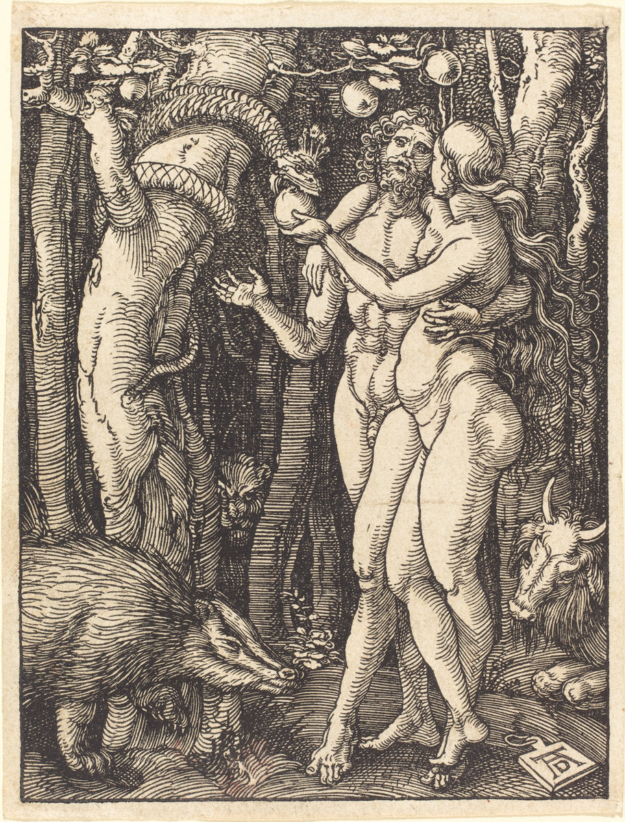 The Fall of Man by Albrecht Dürer (German, 1471 - 1528), 16X12"(A3)Poster Print