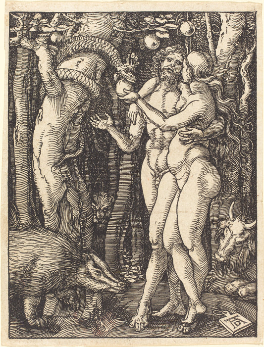 The Fall of Man by Albrecht Dürer (German, 1471 - 1528), 16X12"(A3)Poster Print