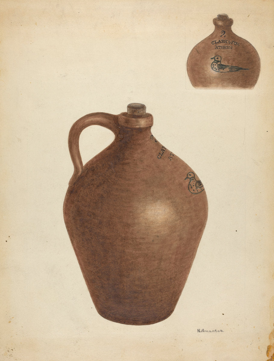 Stoneware Jug by Nicholas Amantea (American, 1900 - 1978), 16X12"(A3)Poster Print