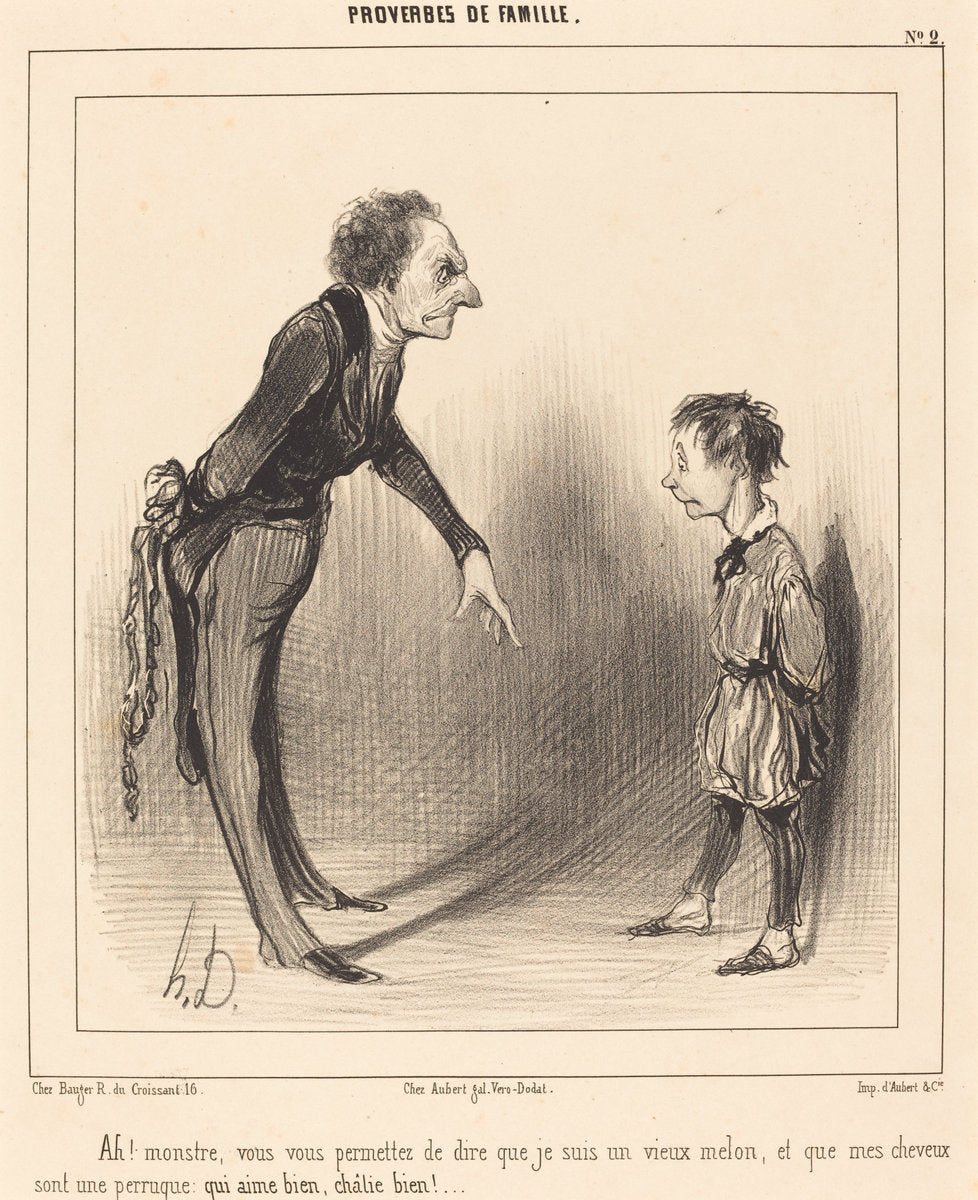 Ah! monstre, vous vous permettez... by Honoré Daumier (French, 1808 - 1879), 16X12"(A3)Poster Print