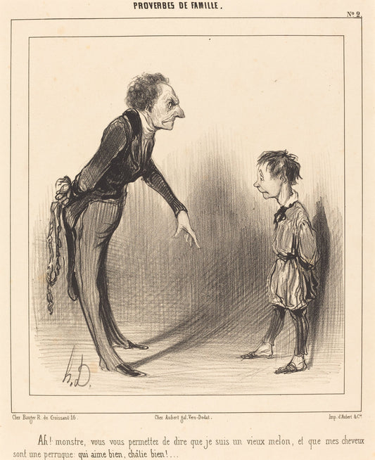 Ah! monstre, vous vous permettez... by Honoré Daumier (French, 1808 - 1879), 16X12"(A3)Poster Print