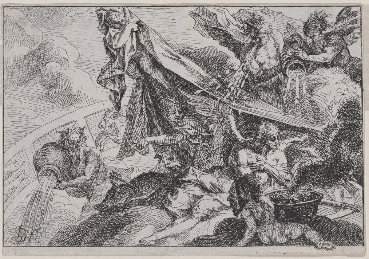 Allegory of Winter with Diana the Huntress by Johann Georg Bergmüller (German, 1688 - 1762), 16X12"(A3)Poster Print