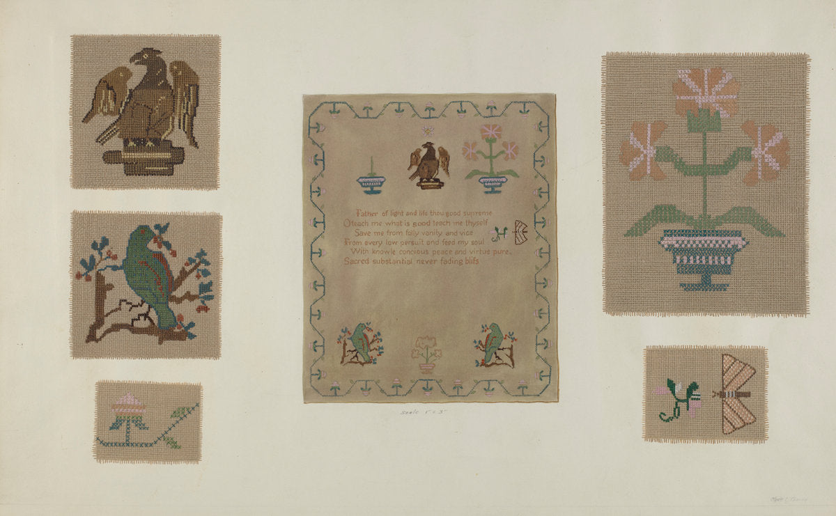 Sampler by Clyde L. Cheney (American, active c. 1935), 16X12"(A3)Poster Print