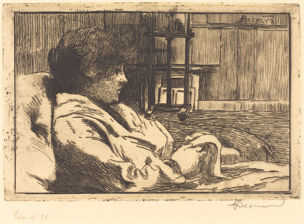 Woman Reading in the Studio (La Lecture dans l'atelier) by Albert Besnard (French, 1849 - 1934), 16X12"(A3)Poster Print