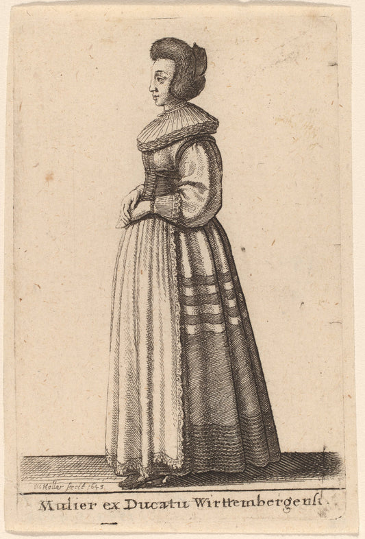 Mulier ex Ducatu Wirttembergensi by Wenceslaus Hollar (Bohemian, 1607 - 1677), 16X12"(A3)Poster Print