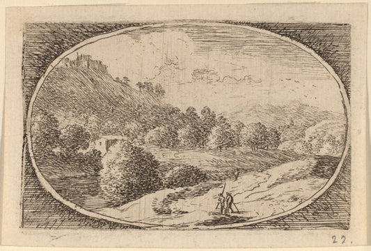 Two Men Carrying Staffs by Herman van Swanevelt (Dutch, c. 1600 - 1655), 16X12"(A3)Poster Print