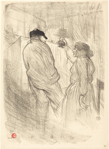 At the Theatre-Libre: Antoine in "L'inquiétude" (Au Théatre-Libre: Antoine dans "L'inquiétude") by Henri de Toulouse-Lautrec (French, 1864 - 1901), 16X12"(A3)Poster Print