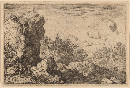 Three Travelers at the Foot of a High Rock by Allart van Everdingen (Dutch, 1621 - 1675), 16X12"(A3)Poster Print