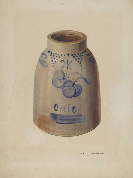 Apple Butter Crock by Fritz Boehmer (American, active c. 1935), 16X12"(A3)Poster Print
