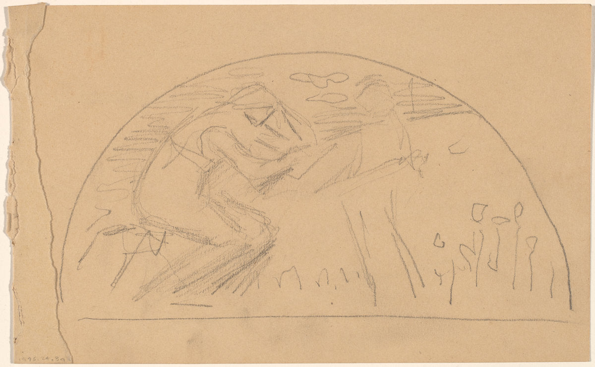 Study for a Lunette [recto] by Charles Sprague Pearce (American, 1851 - 1914), 16X12"(A3)Poster Print