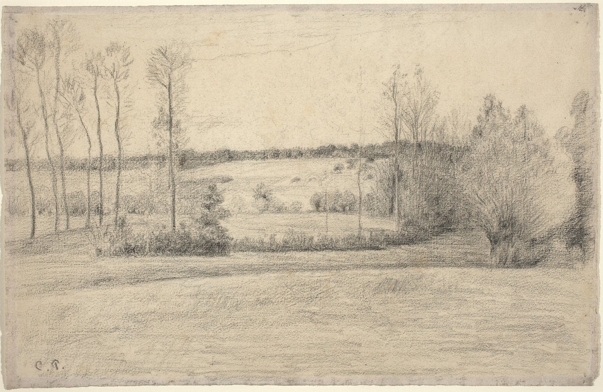 Trees and Meadows at Eragny by Camille Pissarro (French, 1830 - 1903), 16X12"(A3)Poster Print