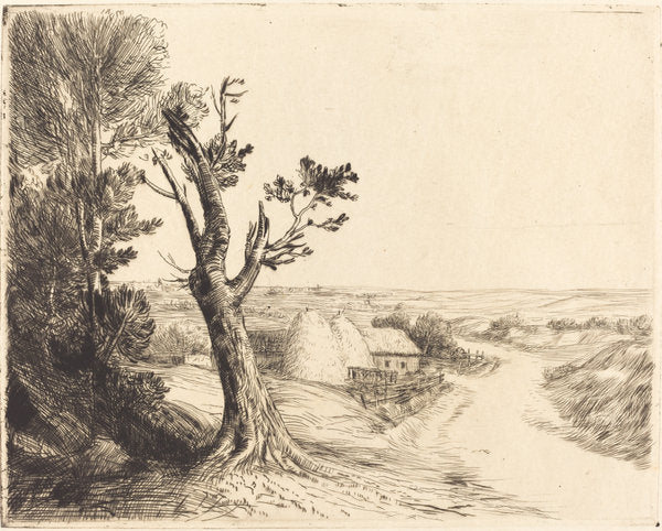 Landscape with Haystacks (Le paysage aux meules) by Alphonse Legros (French, 1837 - 1911), 16X12"(A3)Poster Print