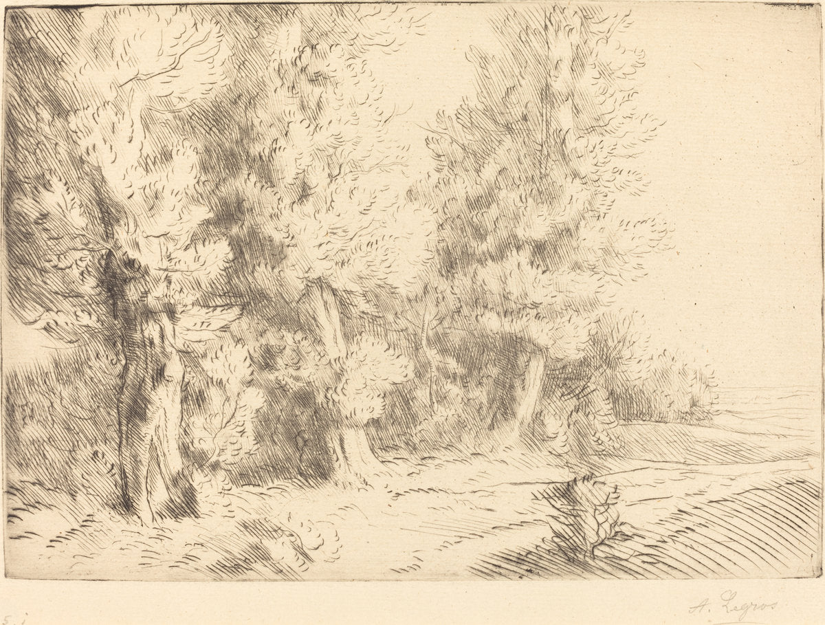 In the Forest of Fontainebleau  (Dans la foret de Fontainebleau) by Alphonse Legros (French, 1837 - 1911), 16X12"(A3)Poster Print