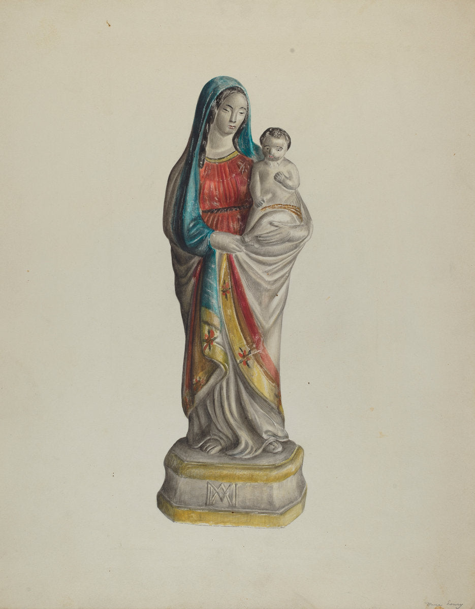Madonna and Child by Mina Lowry (American, 1894 - 1942), 16X12"(A3)Poster Print