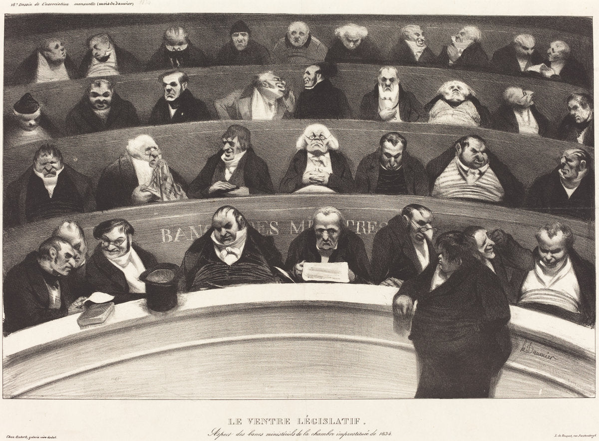 Le Ventre Législatif (The Legislative Belly) by Honoré Daumier (French, 1808 - 1879), 16X12"(A3)Poster Print