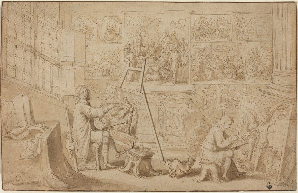 An Artist's Studio [recto] by Frans Francken the Younger (Flemish, 1581 - 1642), 16X12"(A3)Poster Print