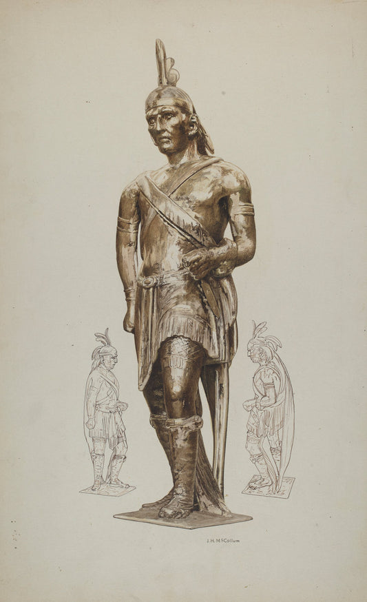 Cigar Store Indian by J. Herman McCollum (American, active c. 1935), 16X12"(A3)Poster Print