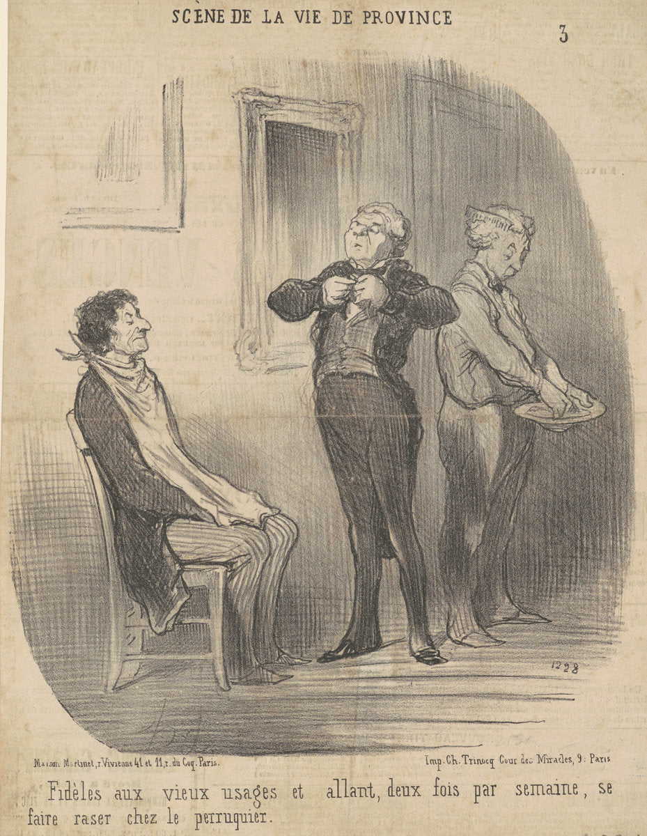 Fidèles aux vieux usages ... by Honoré Daumier (French, 1808 - 1879), 16X12"(A3)Poster Print