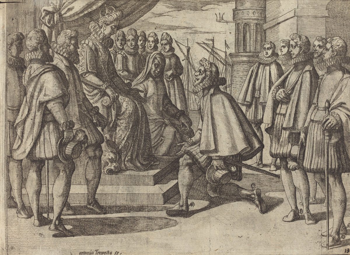 Spanish Duke Before Margaret of Austria [verso] by Antonio Tempesta (Florentine, 1555 - 1630), 16X12"(A3)Poster Print