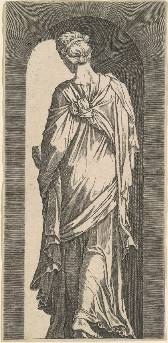Sibyl Seen from the Back, Looking Downward to the Left by Lambert Suavius (Flemish, c. 1510 - 1567), 16X12"(A3)Poster Print