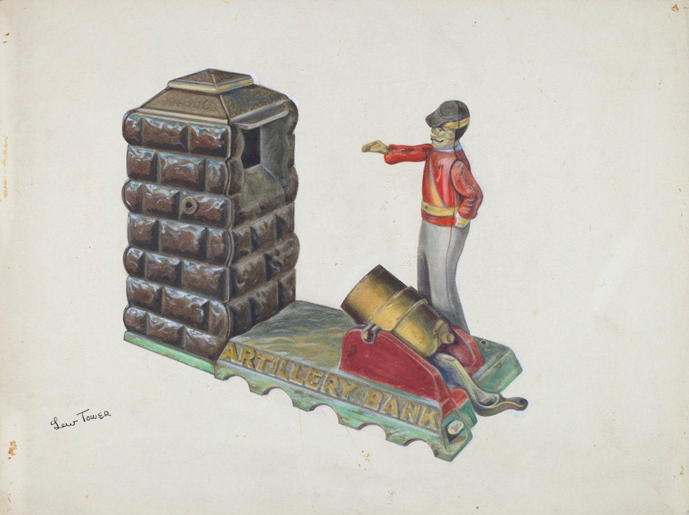 Cast Iron Toy: Artillery Bank by Lew Tower (American, active c. 1935), 16X12"(A3)Poster Print