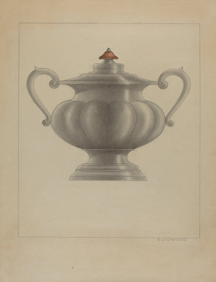 Pewter Sugar Bowl by Sidney Liswood (American, active c. 1935), 16X12"(A3)Poster Print