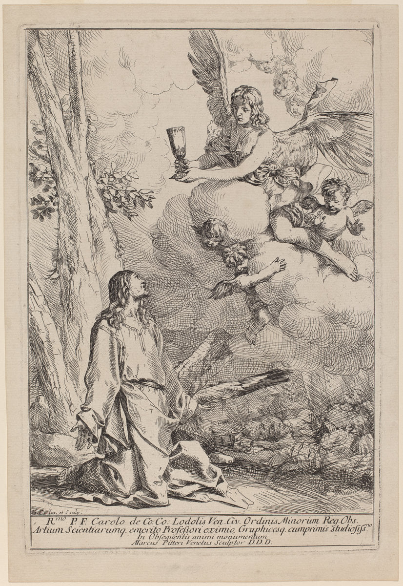 Christ on the Mount of Olives by Giulio Carpioni (Italian, c. 1613 - 1678), 16X12"(A3)Poster Print