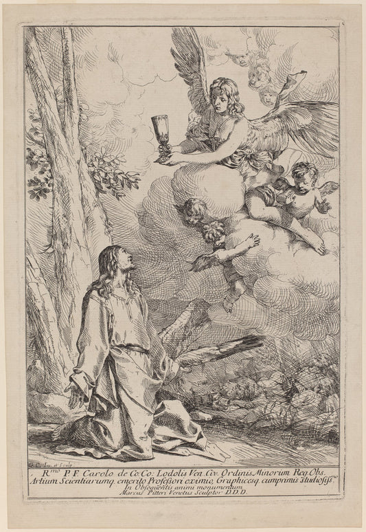 Christ on the Mount of Olives by Giulio Carpioni (Italian, c. 1613 - 1678), 16X12"(A3)Poster Print