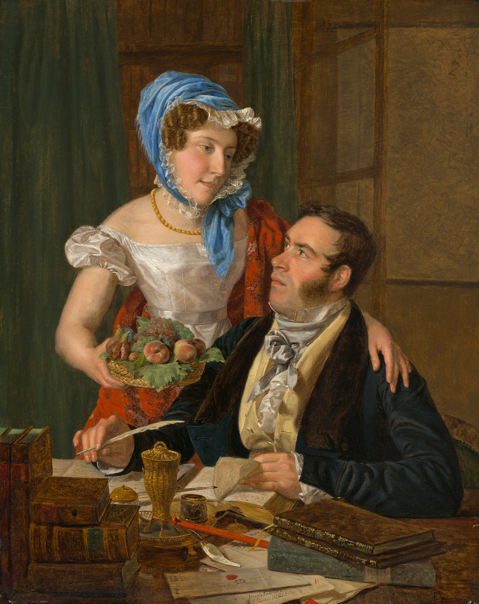 The Cartographer Professor Josef Jüttner and His Wife by Ferdinand Georg Waldmüller (Austrian, 1793 - 1865), 16X12"(A3)Poster Print