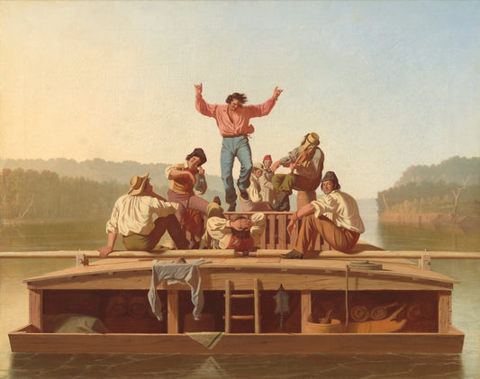 The Jolly Flatboatmen by George Caleb Bingham (American, 1811 - 1879), 16X12"(A3)Poster Print