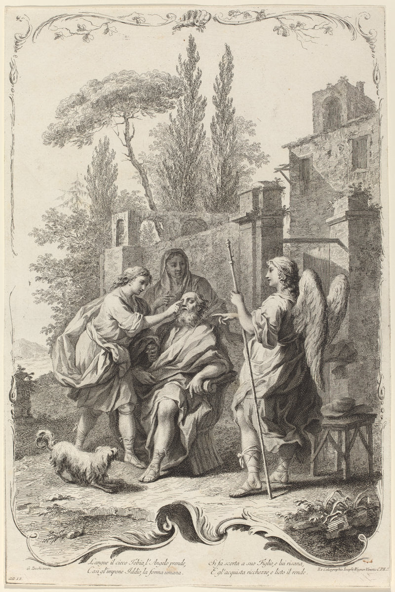The Blind Tobias by Joseph Wagner (publisher) after Giuseppe Zocchi (German, 1706 - 1780), 16X12"(A3)Poster Print