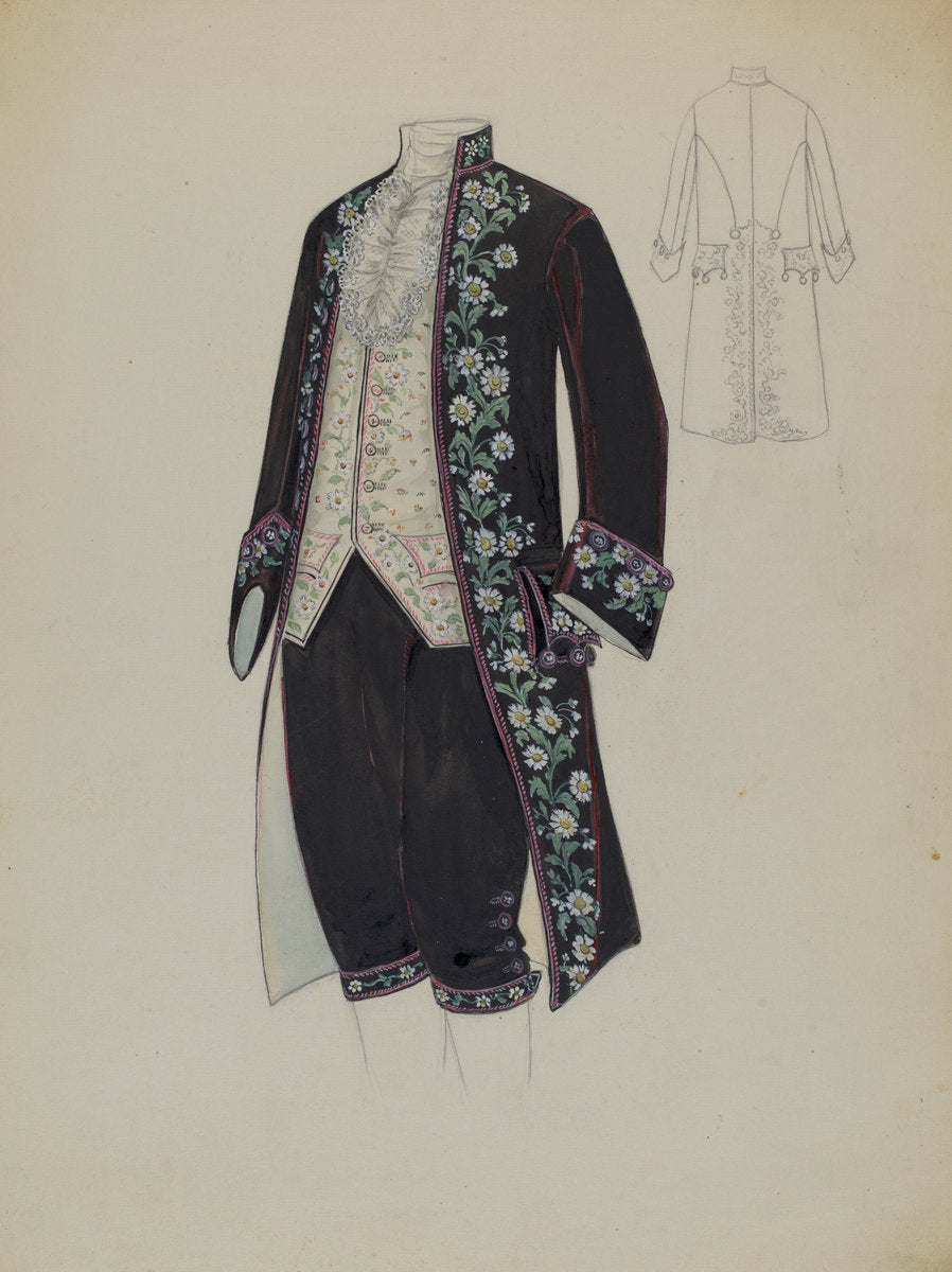 Man's Court Costume by Jessie M. Benge (American, active c. 1935), 16X12"(A3)Poster Print
