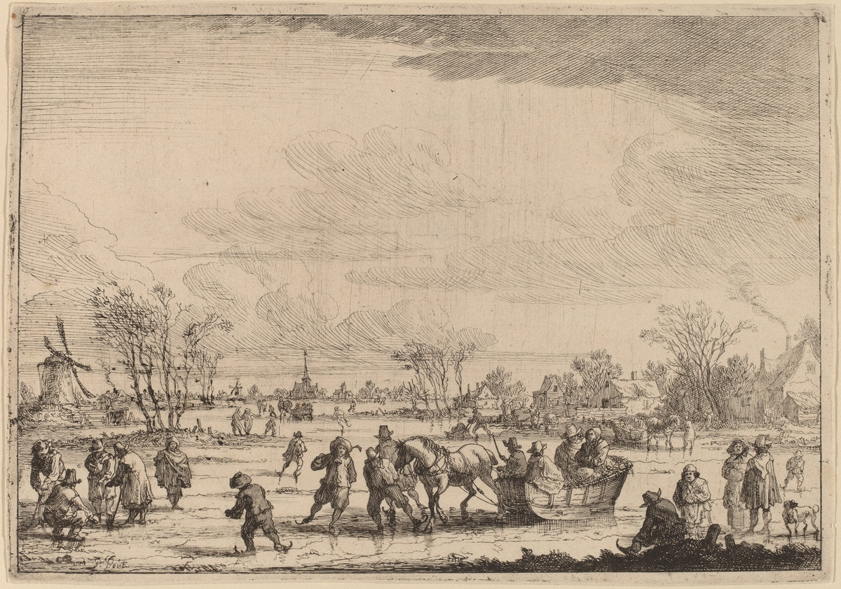Ice Sleighs by Peeter Bout (Flemish, 1658 - 1719), 16X12"(A3)Poster Print