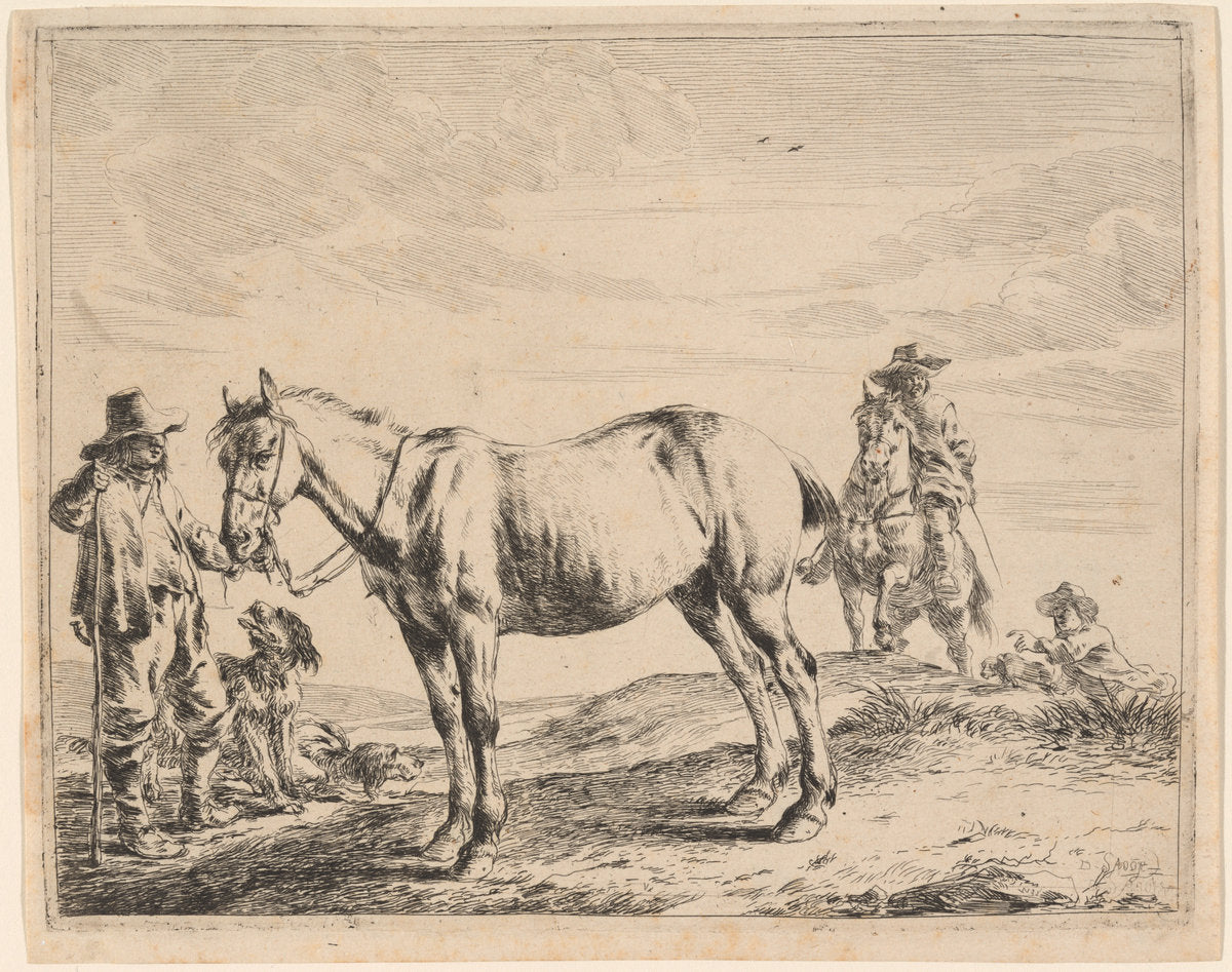 A Man Holding a Horse by His Bridle by Dirck Stoop (Dutch, 1618 - 1676), 16X12"(A3)Poster Print