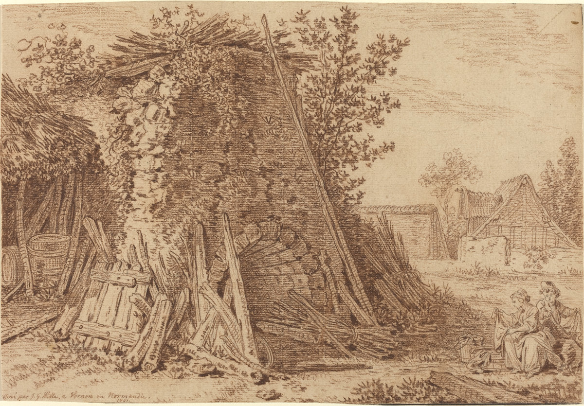 A Rustic Kiln at Vernon by Johann Georg Wille (German, 1715 - 1808), 16X12"(A3)Poster Print