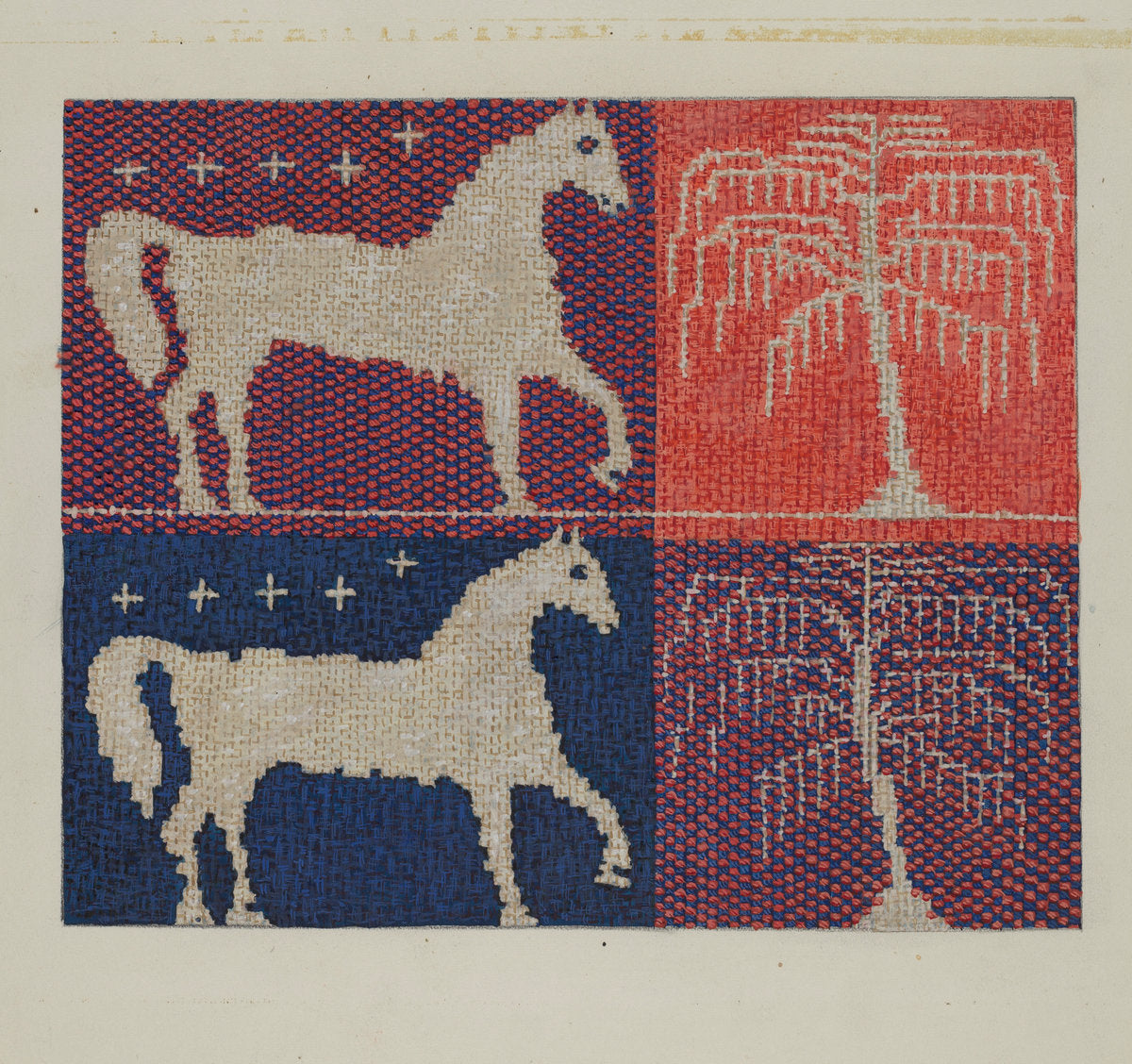Coverlet Detail "Farmer's Fancy" by Ruth M. Barnes (American, active c. 1935), 16X12"(A3)Poster Print