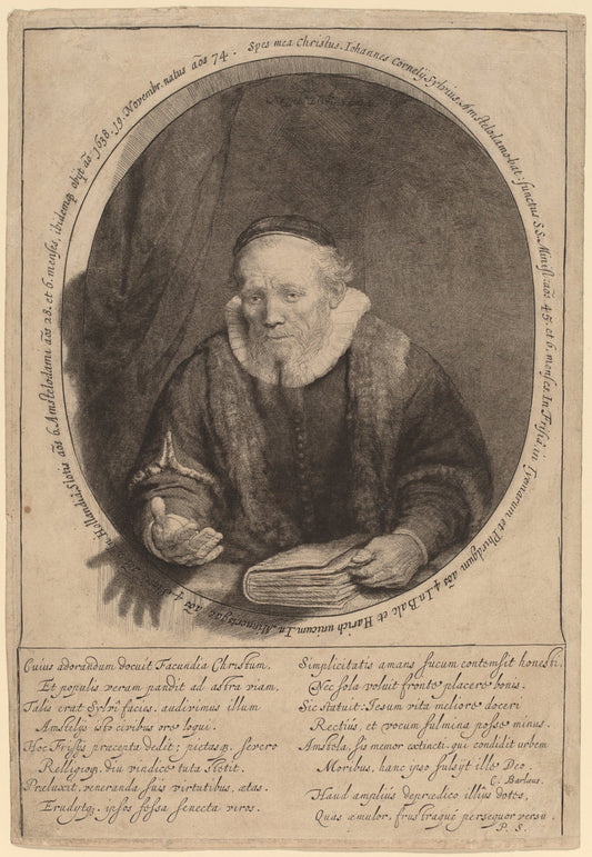 Jan Cornelisz. Sylvius by Rembrandt van Rijn (Dutch, 1606 - 1669), 16X12"(A3)Poster Print
